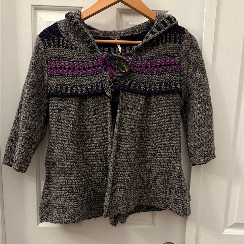 Free People Gretel Swing Hooded Cardigan Sweater